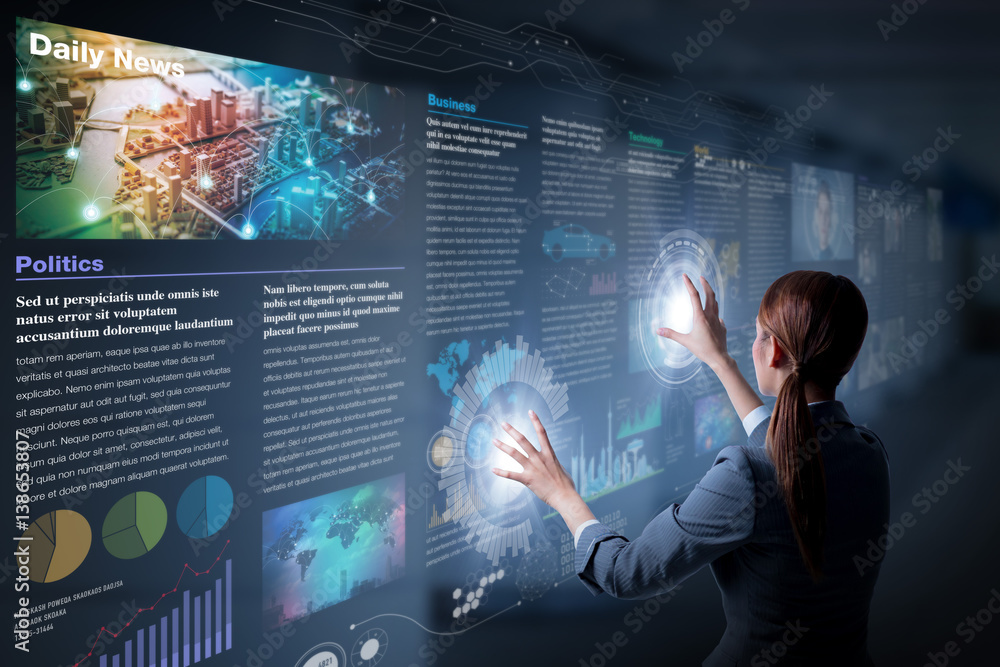 Woman choosing types pf media