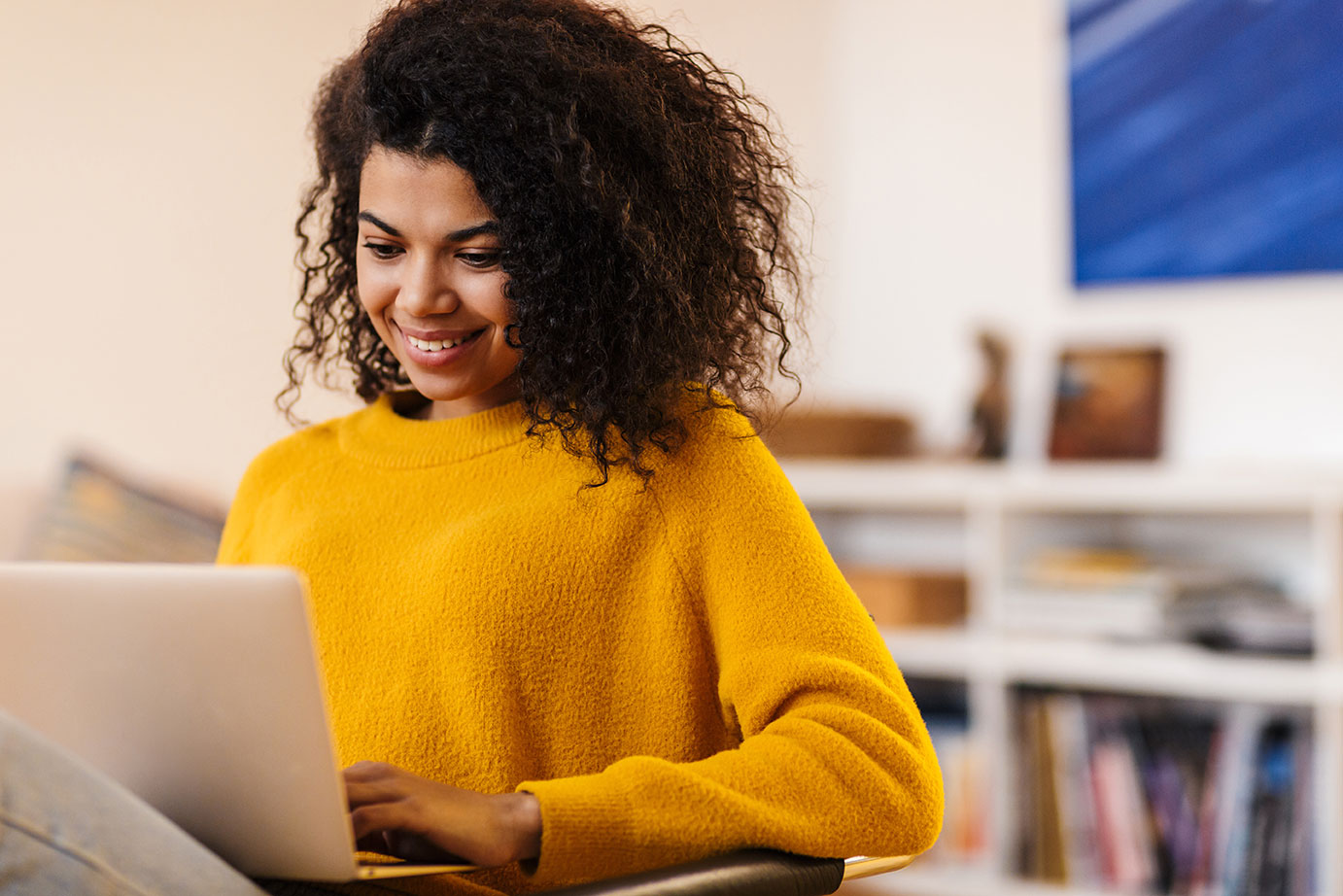 Student taking an online class