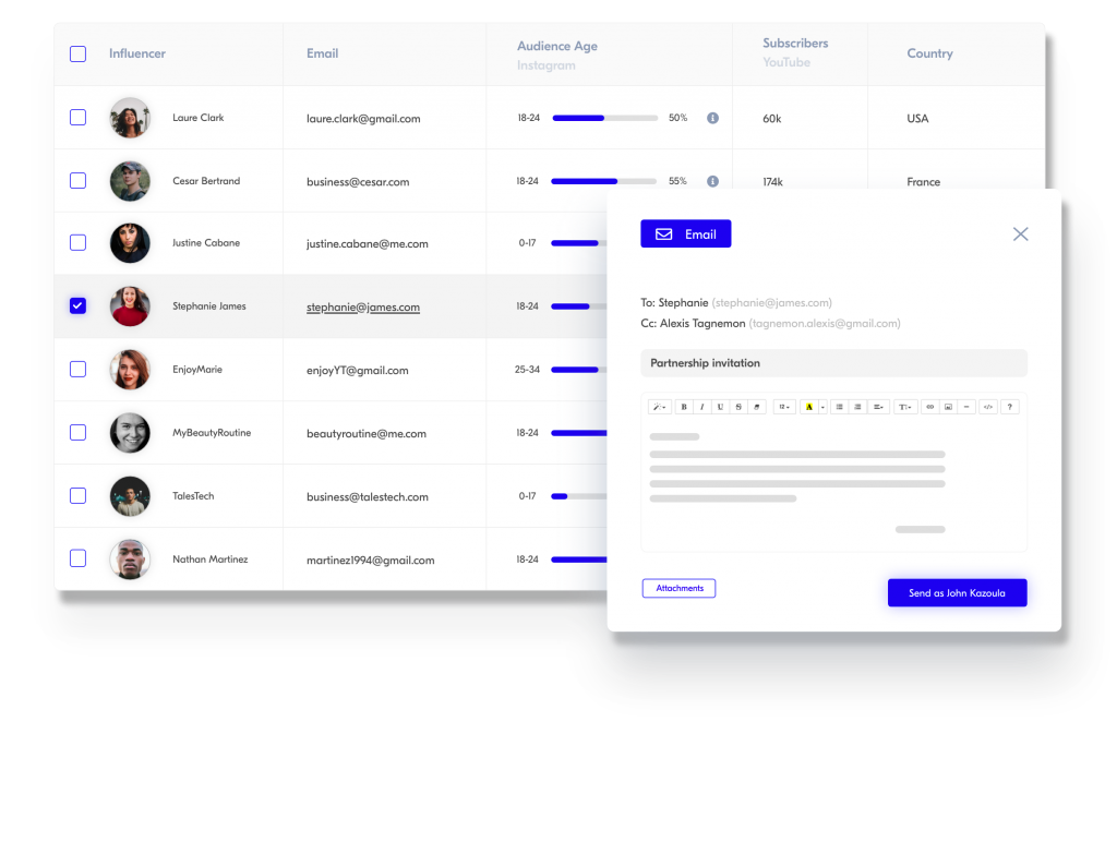 upfluencer4 Upfluncer screen sowing the capabilities of the platform