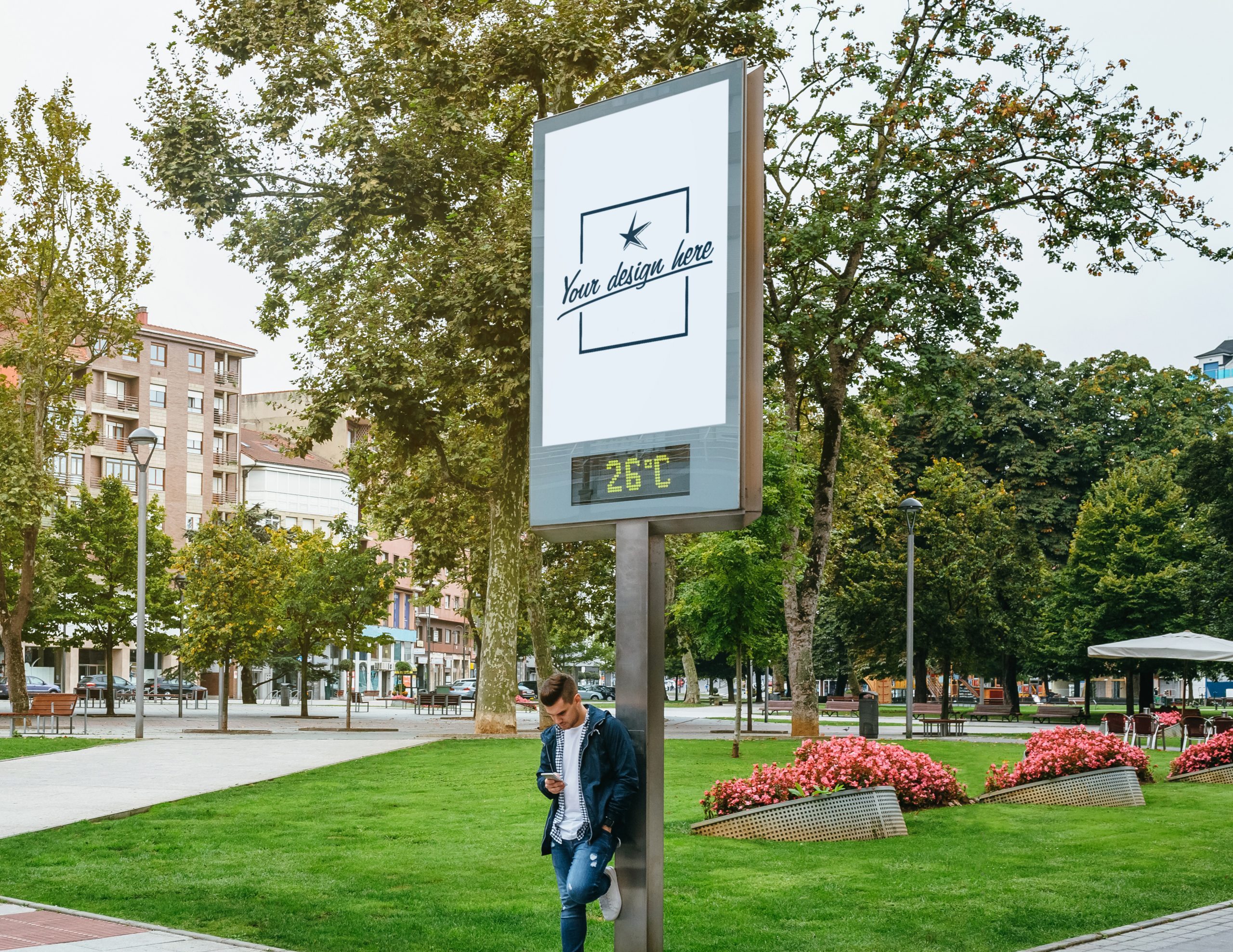 Man looking at mobile phone image