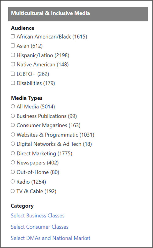 Multicultural selection dialog box